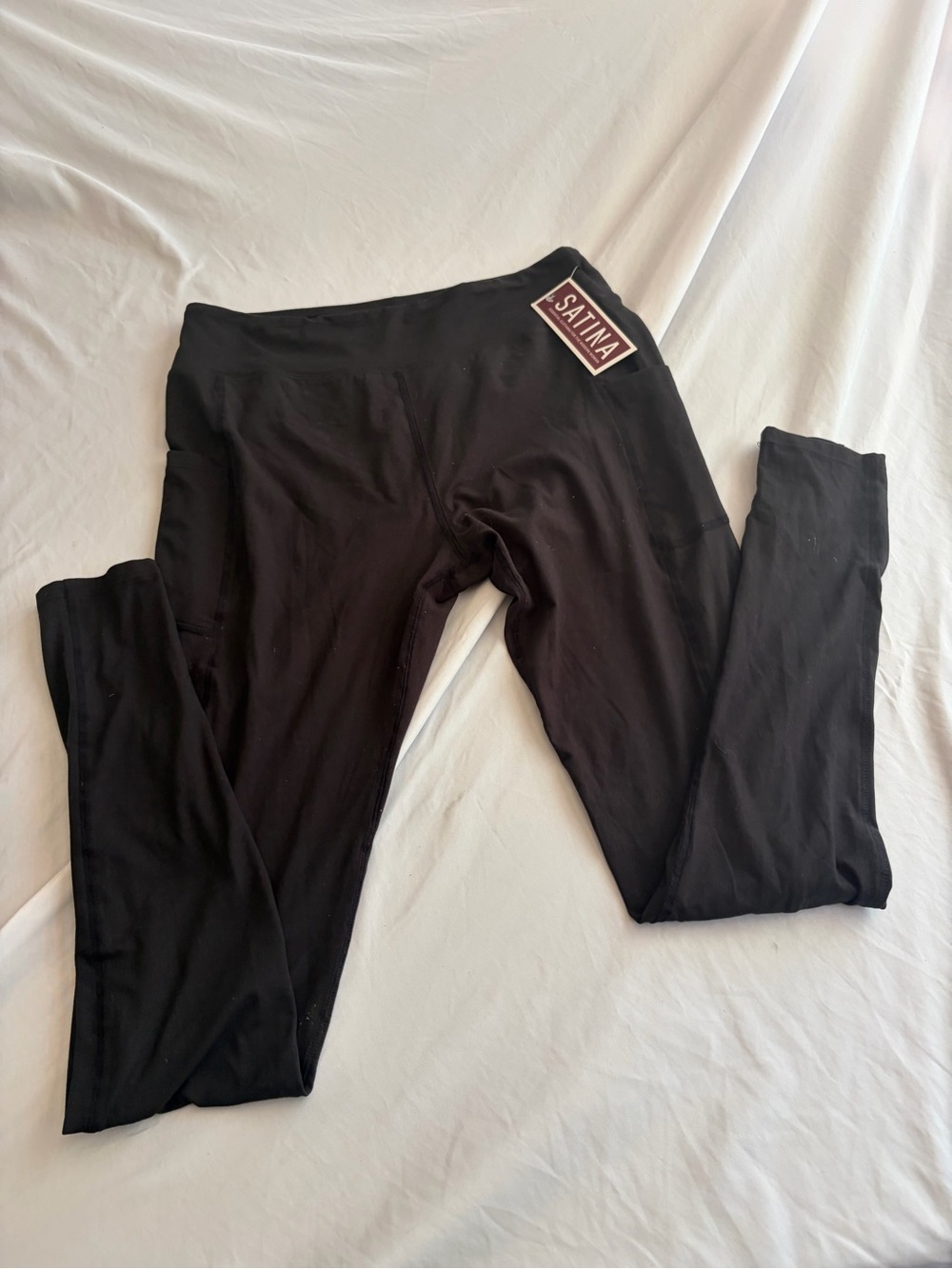 Satina Black Leggings - Stretchy Everyday Active Bottoms/Pockets NWt